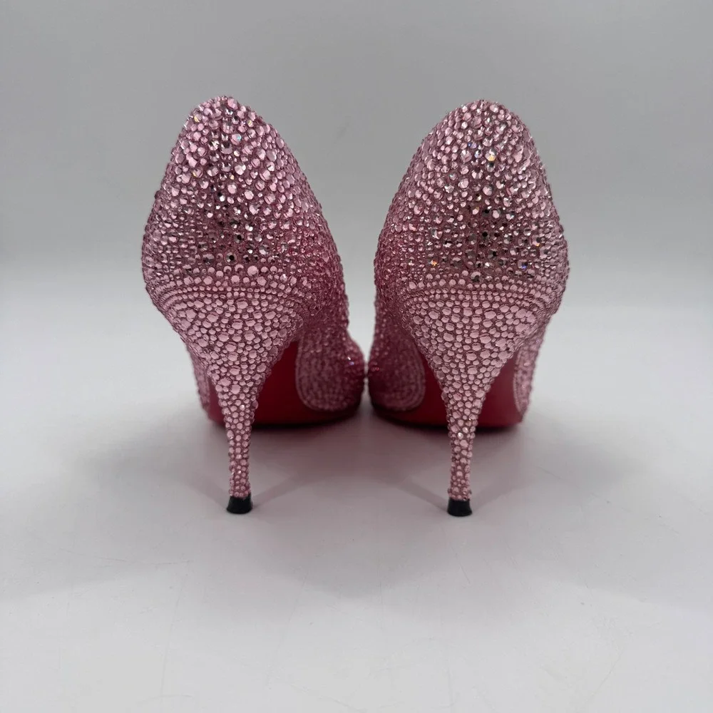 Christian Louboutin Swarovski Crystal Strass Pumps Blush Pink Heels 38.5
